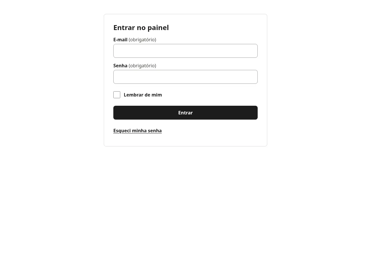 Tela Entrar no painel