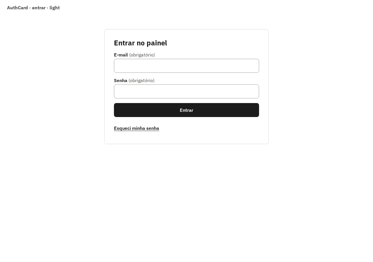 AuthCard no modo entrar, em 1280 px