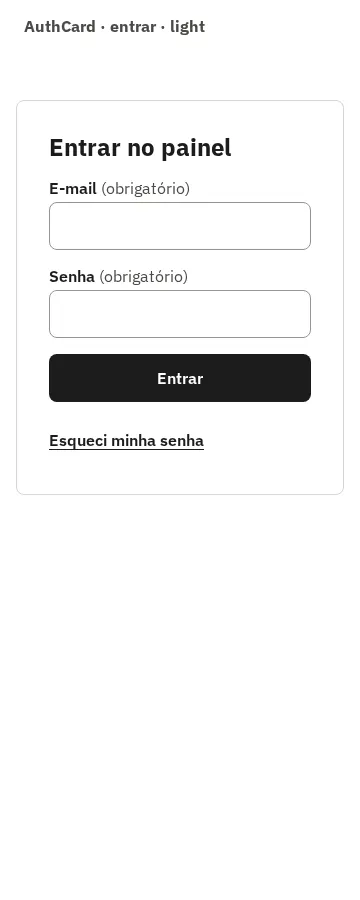 AuthCard no modo entrar, em 360 px