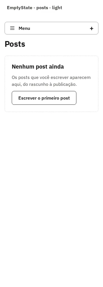 EmptyState de uma lista de posts vazia, em 360 px