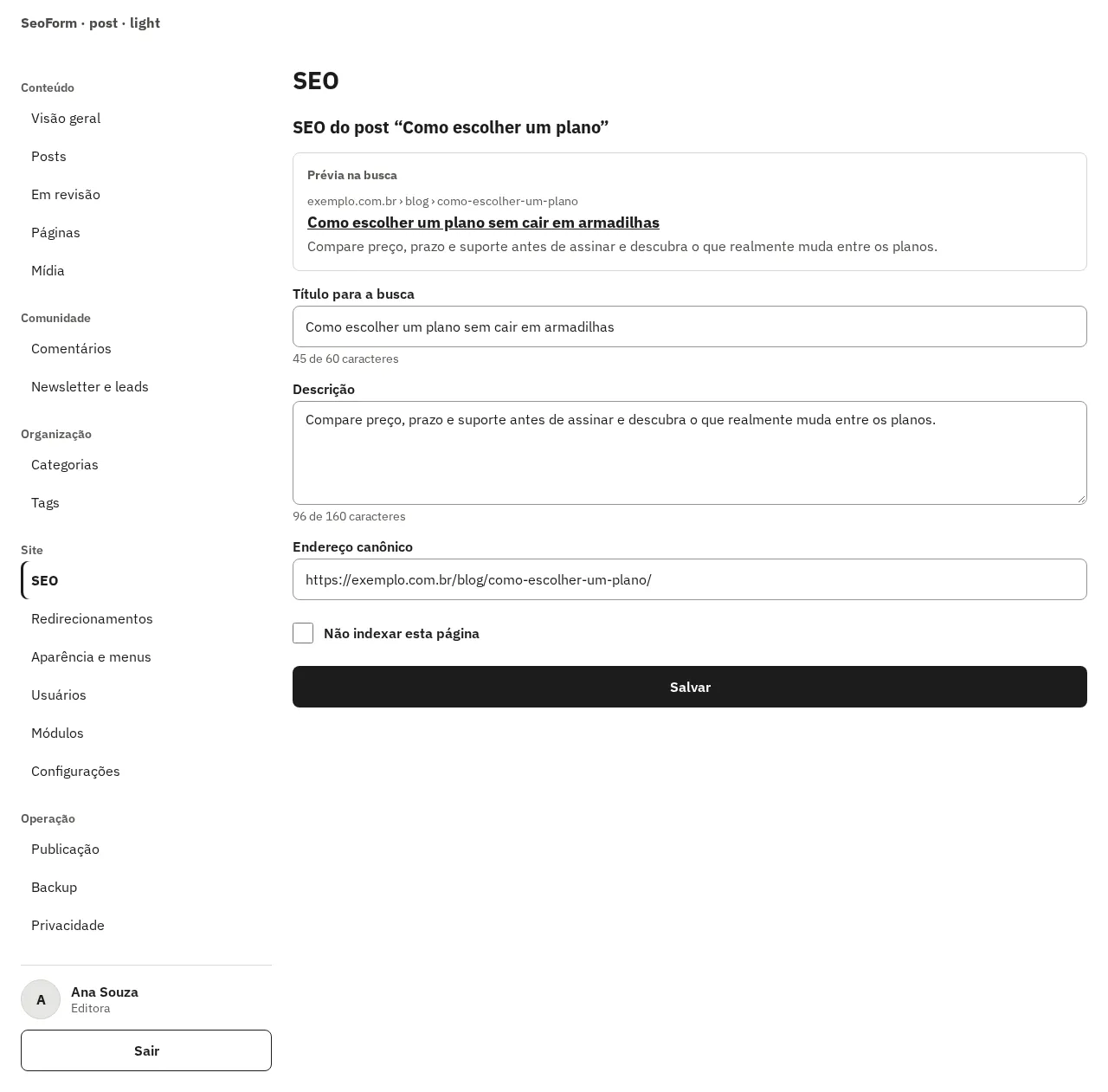 SeoForm com o SEO de um post, em 1280 px